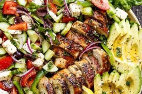 Mediterranean Chicken Avocado Salad